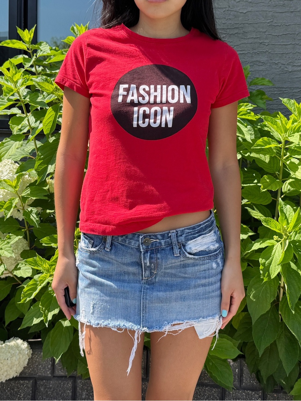 Red fashion icon baby tee
